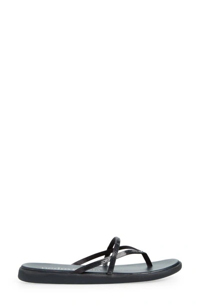 Pedro Garcia Poppy Crystal Flip-flop In Off Black Satin