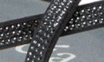 Pedro Garcia Poppy Crystal Flip-flop In Off Black Satin