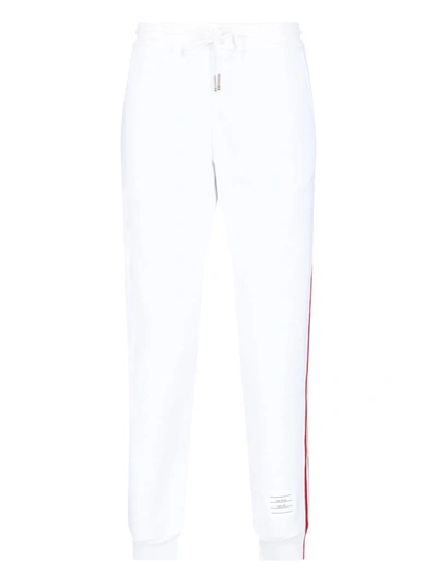 Thom Browne White Loopback Stripe Sweatpants In White