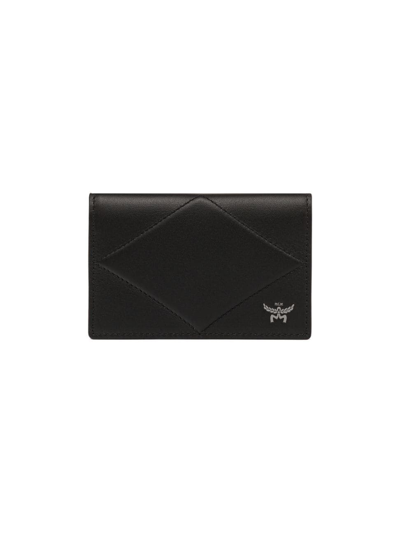 Shop Mcm Men's Diamond Leather Card Holder In Black
