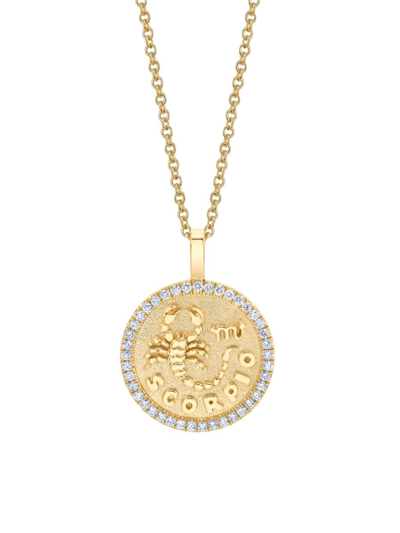 Shop Anita Ko Women's 18k Yellow Gold & Diamond Sagittarius Coin Pendant Necklace In Scorpio