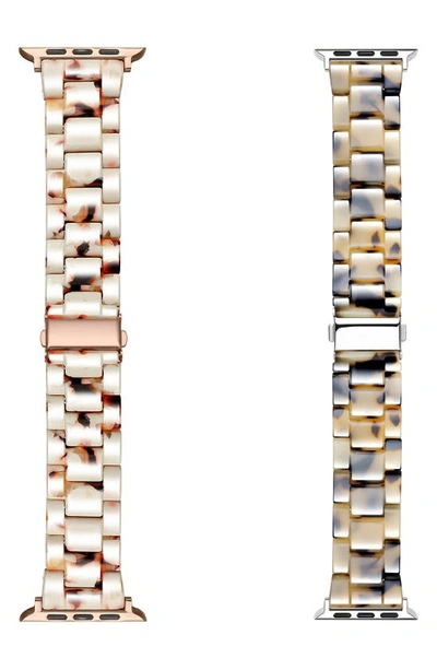 Shop The Posh Tech Assorted 2-pack Resin Apple Watch® Watchbands In Ivory/ Light Natural
