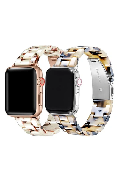 Shop The Posh Tech Assorted 2-pack Resin Apple Watch® Watchbands In Ivory/ Light Natural