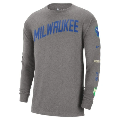 Shop Nike Charcoal Milwaukee Bucks 2023/24 City Edition Max90 Expressive Long Sleeve T-shirt