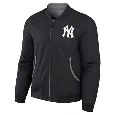 Shop Darius Rucker Collection By Fanatics Black/gray New York Yankees Reversible Full-zip Bomber Jacket