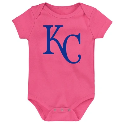 Shop Outerstuff Infant Royal/light Blue/pink Kansas City Royals Baseball Baby 3-pack Bodysuit Set