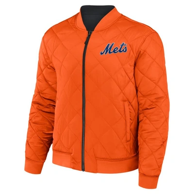 Shop Darius Rucker Collection By Fanatics Black/orange New York Mets Reversible Full-zip Bomber Jacket