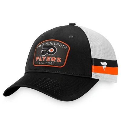 Shop Fanatics Branded Black/white Philadelphia Flyers Fundamental Striped Trucker Adjustable Hat