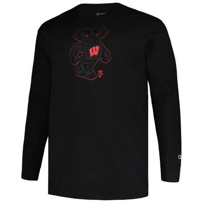 Shop Profile Black Wisconsin Badgers Big & Tall Pop Long Sleeve T-shirt