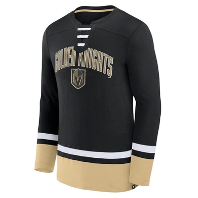 Shop Fanatics Branded Black Vegas Golden Knights Back Pass Lace-up Long Sleeve T-shirt