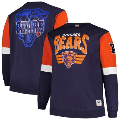 Shop Mitchell & Ness Navy Chicago Bears Big & Tall Fleece Pullover Sweatshirt