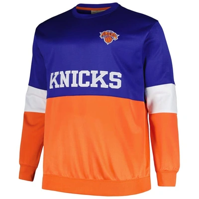 Shop Fanatics Branded Blue/orange New York Knicks Big & Tall Split Pullover Sweatshirt