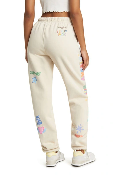 The Mayfair Group Angels All Around You Graphic Joggers In Ivory