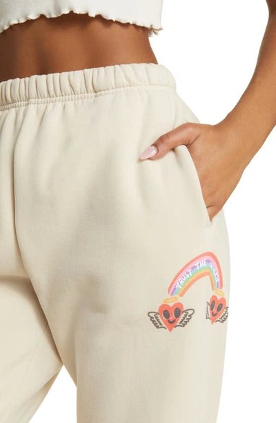 The Mayfair Group Angels All Around You Graphic Joggers In Ivory