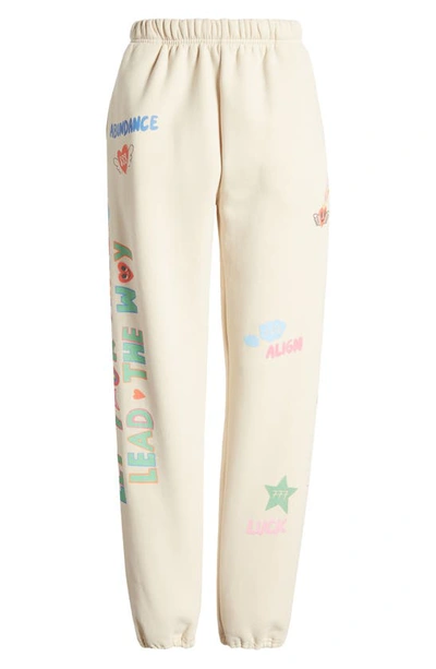 The Mayfair Group Angels All Around You Graphic Joggers In Ivory