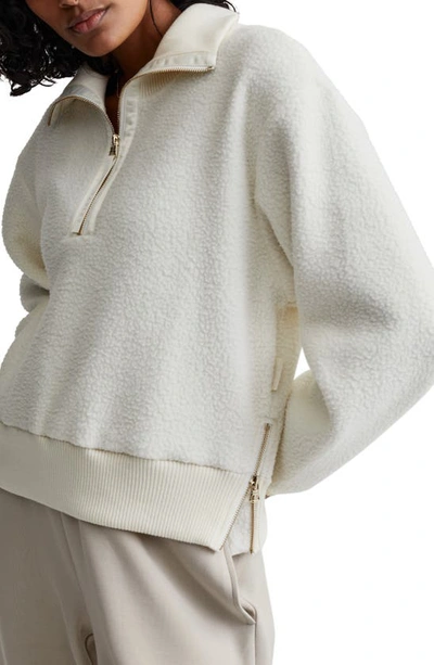 Varley Roselle Recycled Fleece Half-zip Sweater In Egret