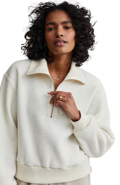 Varley Roselle Recycled Fleece Half-zip Sweater In Egret