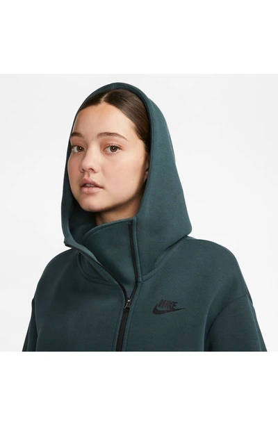 Nike Sportswear Tech Fleece Zip Hoodie In Deep Jungle/ Black