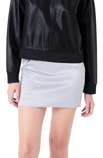 Grey Lab Satin Miniskirt In Silver