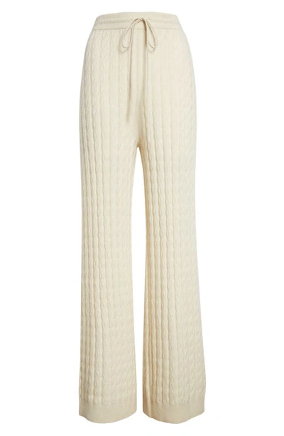 Shop Totême Cable Knit Wide Leg Wool & Cashmere Pants In Snow