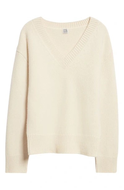 Shop Totême Toteme Wool & Cashmere V-neck Sweater In Snow