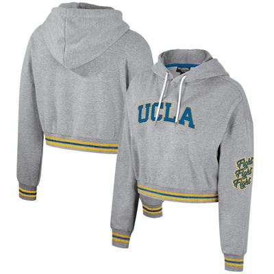 Shop The Wild Collective Heather Gray Ucla Bruins Cropped Shimmer Pullover Hoodie