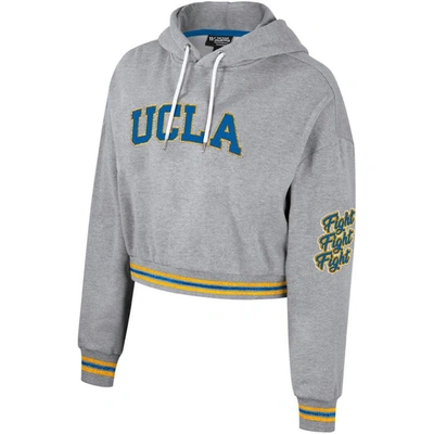 Shop The Wild Collective Heather Gray Ucla Bruins Cropped Shimmer Pullover Hoodie