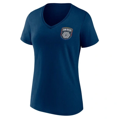 Shop Fanatics Branded  Navy San Diego Fc Primary Logo V-neck T-shirt