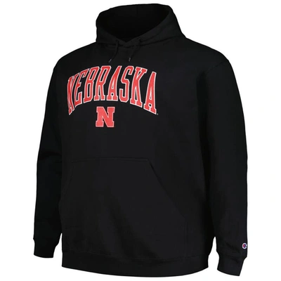 Shop Champion Black Nebraska Huskers Big & Tall Arch Over Logo Powerblend Pullover Hoodie