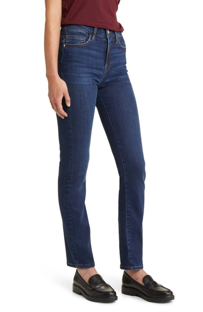 Shop Frame Le High Straight Leg Long Jeans In Majesty