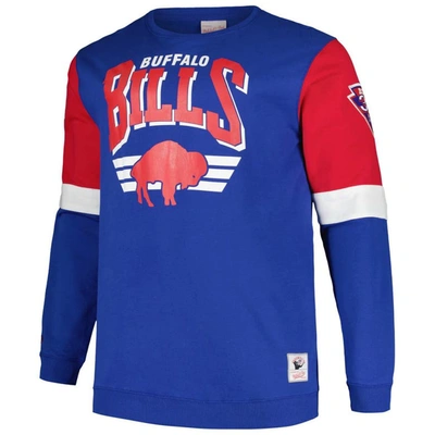 Shop Mitchell & Ness Royal Buffalo Bills Big & Tall Fleece Pullover Sweatshirt