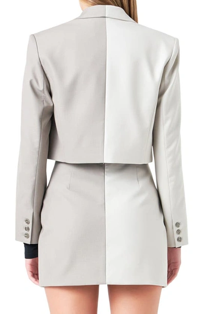 Grey Lab Colorblock Crop Blazer In Grey Multi