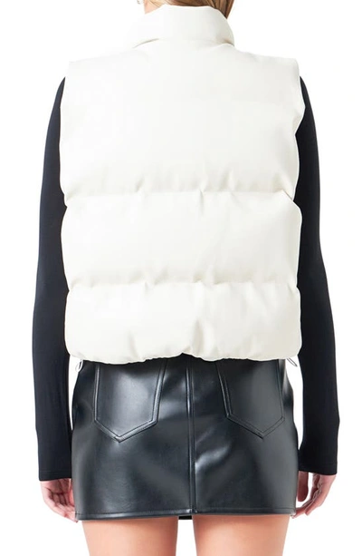 Shop Grey Lab Faux Leather Crop Puffer Vest In Cream