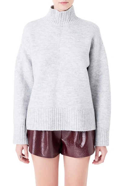 Shop Grey Lab Turtleneck Sweater In Grey
