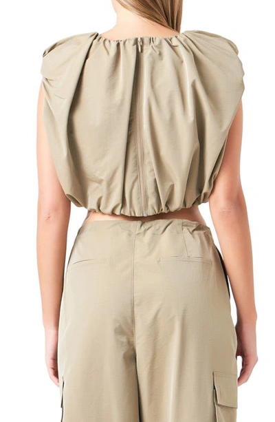 Grey Lab Sleeveless Cotton Crop T-shirt In Khaki