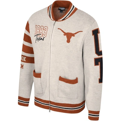 The Wild Collective Unisex  Cream Texas Longhorns Jacquard Full-zip Sweater In Cream