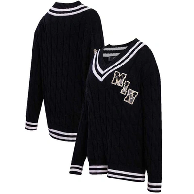 Shop Pro Standard Black Minnesota Vikings Prep V-neck Pullover Sweater