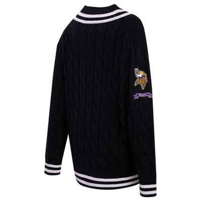 Shop Pro Standard Black Minnesota Vikings Prep V-neck Pullover Sweater