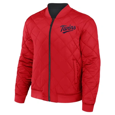 Shop Darius Rucker Collection By Fanatics Black/red Minnesota Twins Reversible Full-zip Bomber Jacket