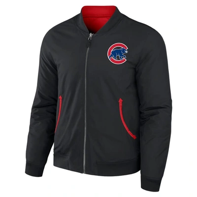 Shop Darius Rucker Collection By Fanatics Black/red Chicago Cubs Reversible Full-zip Bomber Jacket