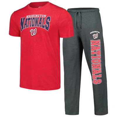 Shop Concepts Sport Charcoal/red Washington Nationals Meter T-shirt & Pants Sleep Set