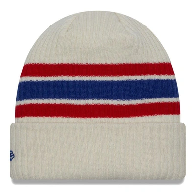 Shop New Era Cream New York Giants Team Stripe Cuffed Knit Hat