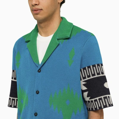 Shop Alanui Icon Blue/green Pique Shirt