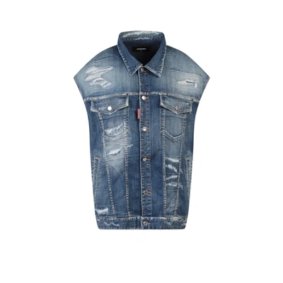 Shop Dsquared2 Vest Jean Jacket In Blue