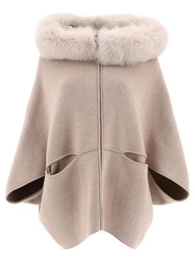 Shop Giovi Wool And Cashmere Cape In Beige