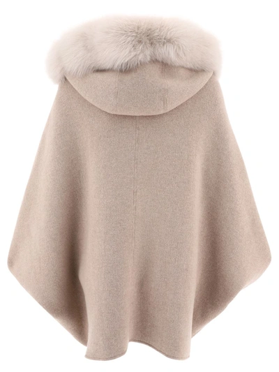 Shop Giovi Wool And Cashmere Cape In Beige