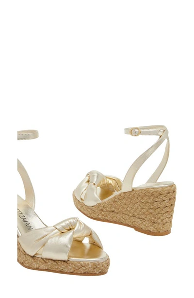 Shop Stuart Weitzman Playa Espadrille Knot Wedge Sandal In Platino Gold/ Natural