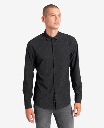 Kenneth Cole Stretch Print Button-down Shirt In Brown