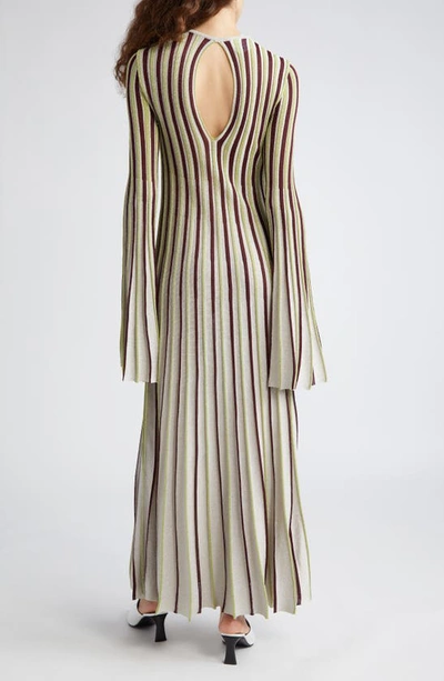 Shop Stella Mccartney Stripe Bell Sleeve Open Back Maxi Dress In 8490 - Multicolor 1