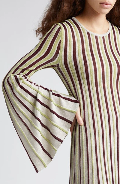 Shop Stella Mccartney Stripe Bell Sleeve Open Back Maxi Dress In 8490 - Multicolor 1